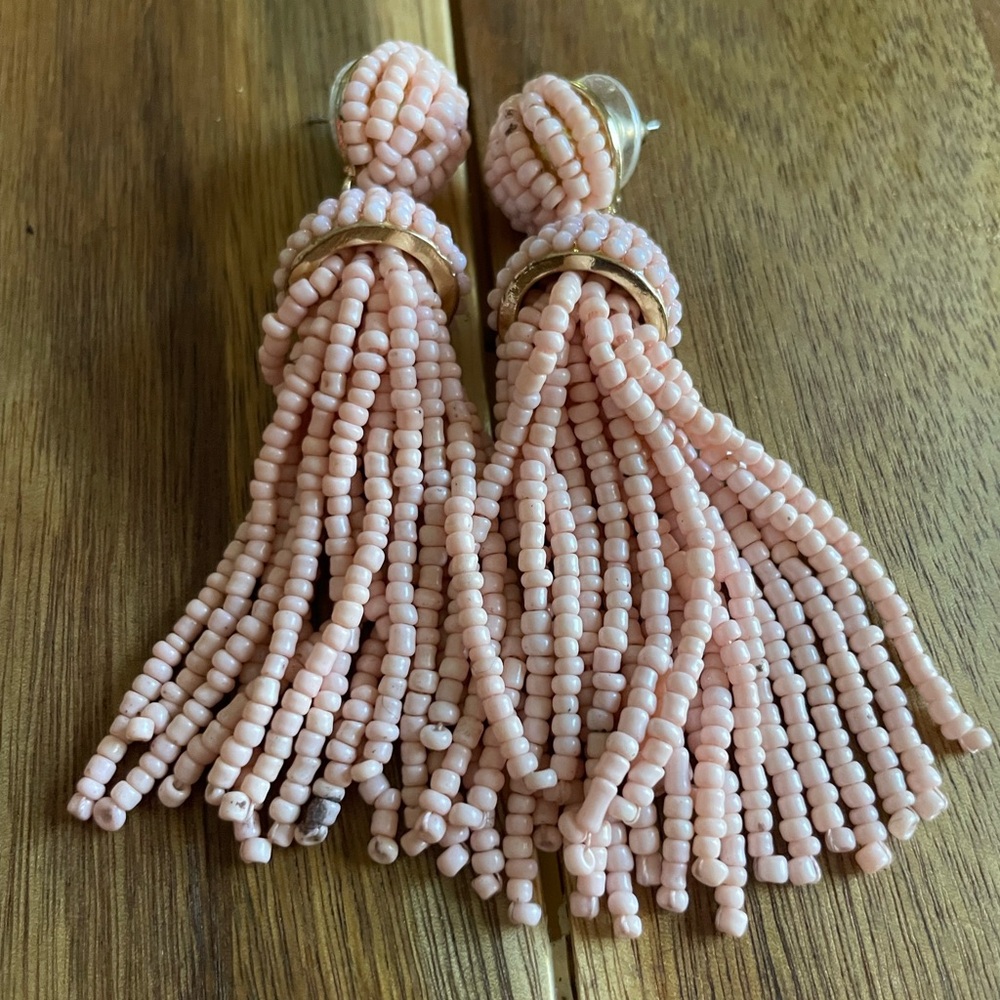 Nordstrom brass plum earrings - pink tassels